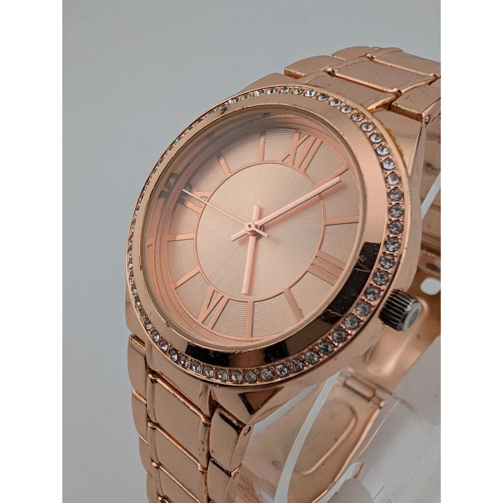 Women's Quartz Watch 38mm Rose Gold Case Rhinestones 7